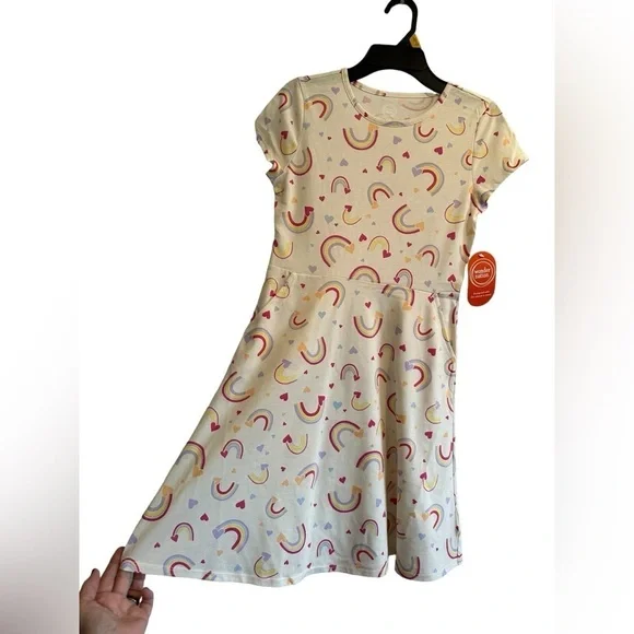 Wonder Nation Multicolor Rainbow Summer Play Dress Size Large 10-12 Pockets NWT - Picture 3 of 14